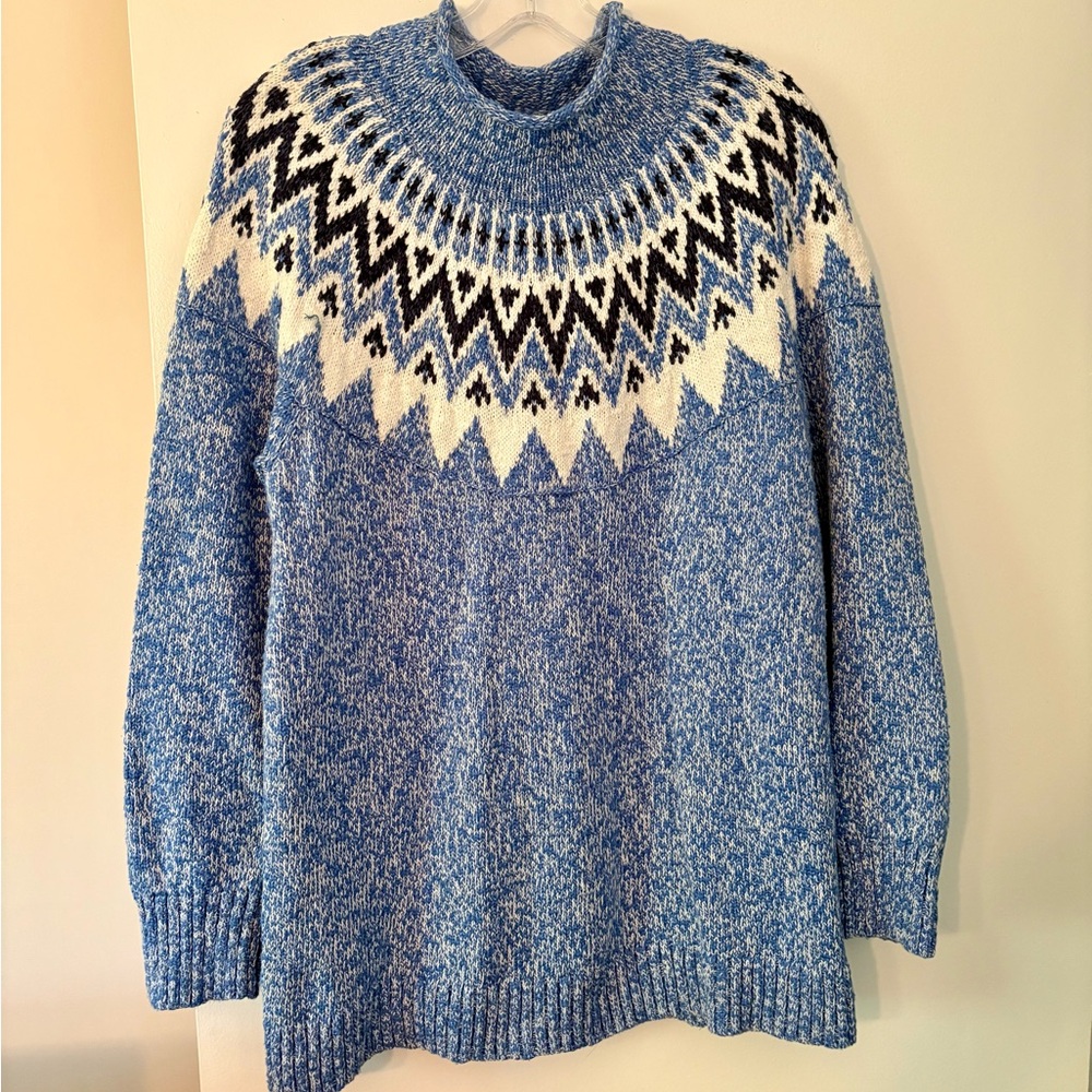 L.L. Bean Blue and Cream Fair isle Sweater XL
